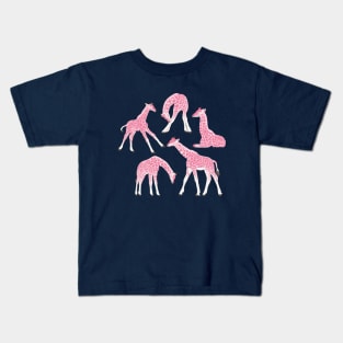 Giraffes & Blooms | Viva Magenta + Pink Palette Kids T-Shirt